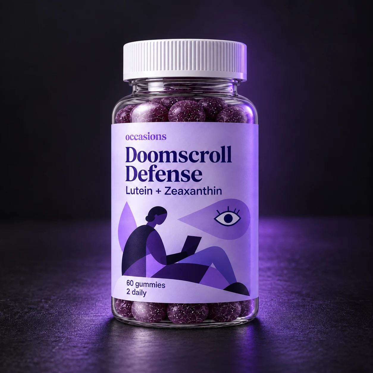 Doomscroll Defense concept packaging — Lutein + Zeaxanthin